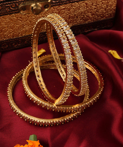 Set of four Gold Plated American Diamond Bangles