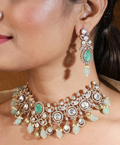 Choker with American Stones and Mint Green Accents