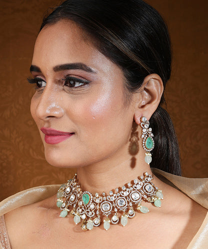 Choker with American Stones and Mint Green Accents