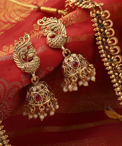 Temple Jewellery Long Necklace with Peacock Pendant