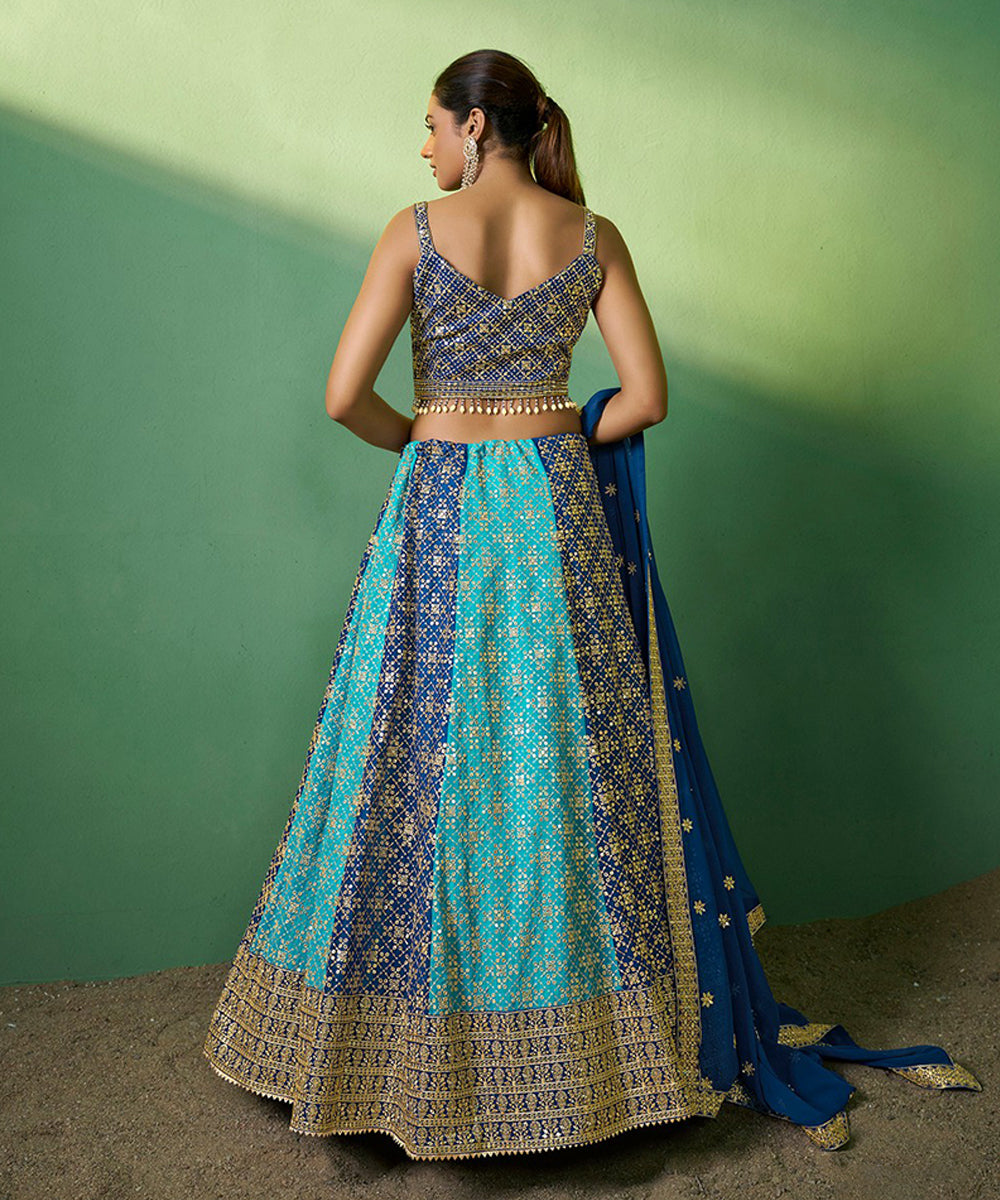 Lehenga Choli Blue Georgette Embroidered with Dupatta Unstitched