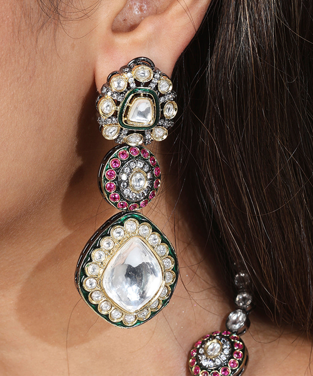 Kundan Stone Necklace Set with Jaipur Jadau Work