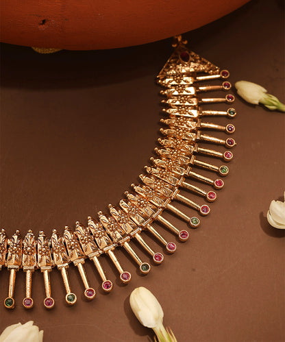 Gold Plated Temple Design Necklace Set