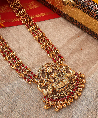 Temple Jewellery Long Necklace with Goddess Lakshmi Pendant