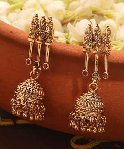 Gold Plated Temple Design Necklace Set
