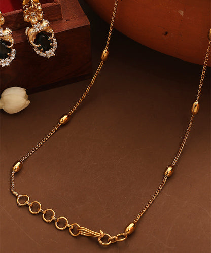 Gold Plated Chain with Emerald Stone Pendant and Elephant Carving