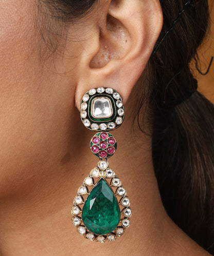 Jaipur Jadau Work Necklace Set with Earrings and Maang Tikka in Kundan Stones