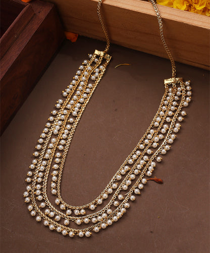 Three Layer Pearl Necklace with Gold Plated Chain