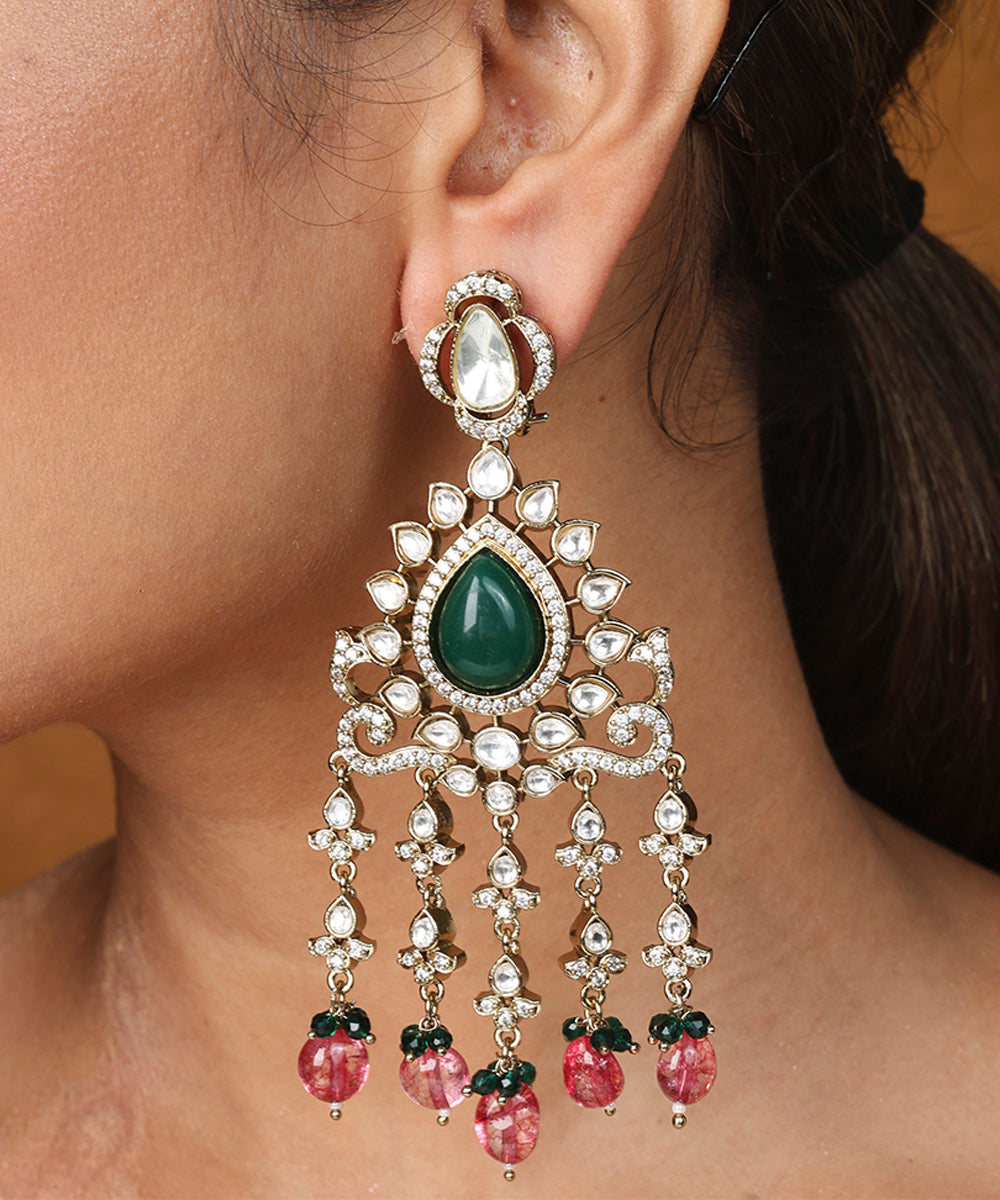 Kundan Necklace Set with Ruby and Green Stones