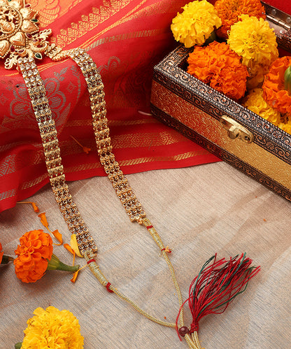 Long Statement Temple Jewellery Necklace Set with Kari Motif