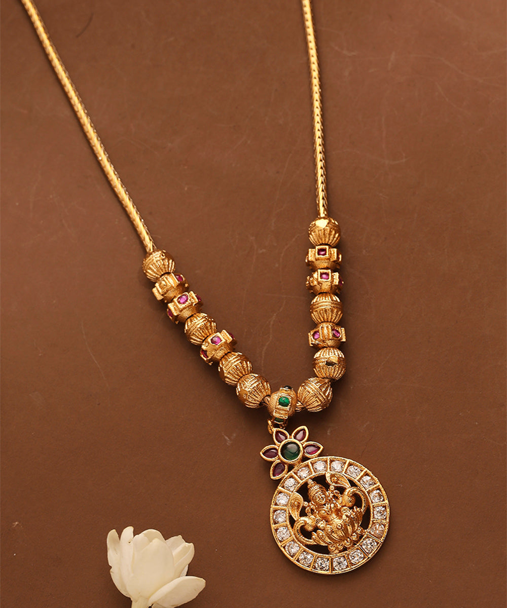 Laxmi Motif Pendant Necklace with Ball Chain