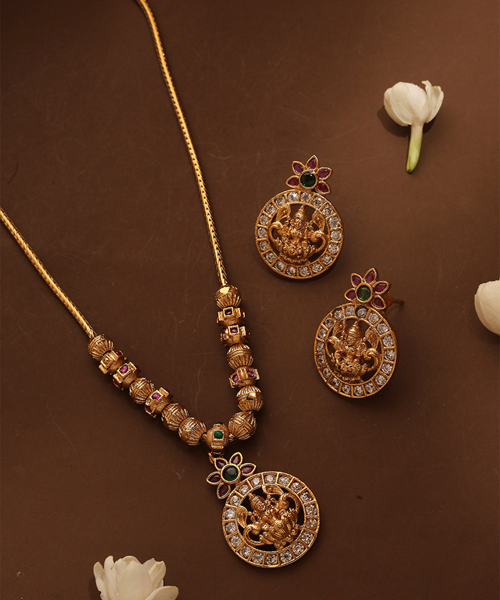 Laxmi Motif Pendant Necklace with Ball Chain
