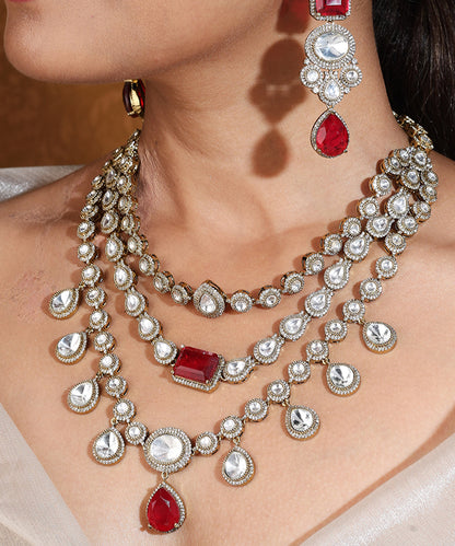 Layered Necklace with American Stones and Red Stones