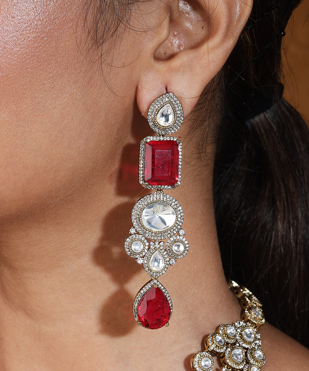 Layered Necklace with American Stones and Red Stones