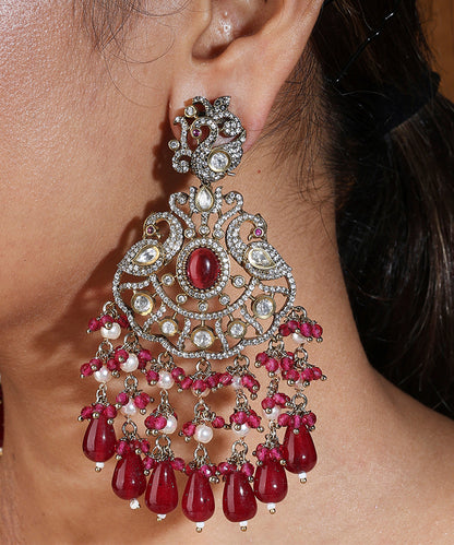 Long Maharani Haar with Light Pink Beaded Mala and Statement Pendant