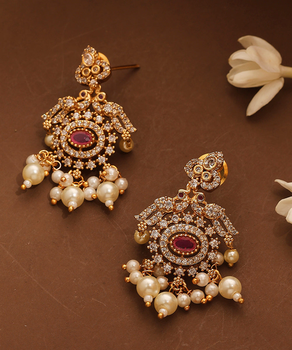 Gold Plated American Stone Studded Necklace Set
