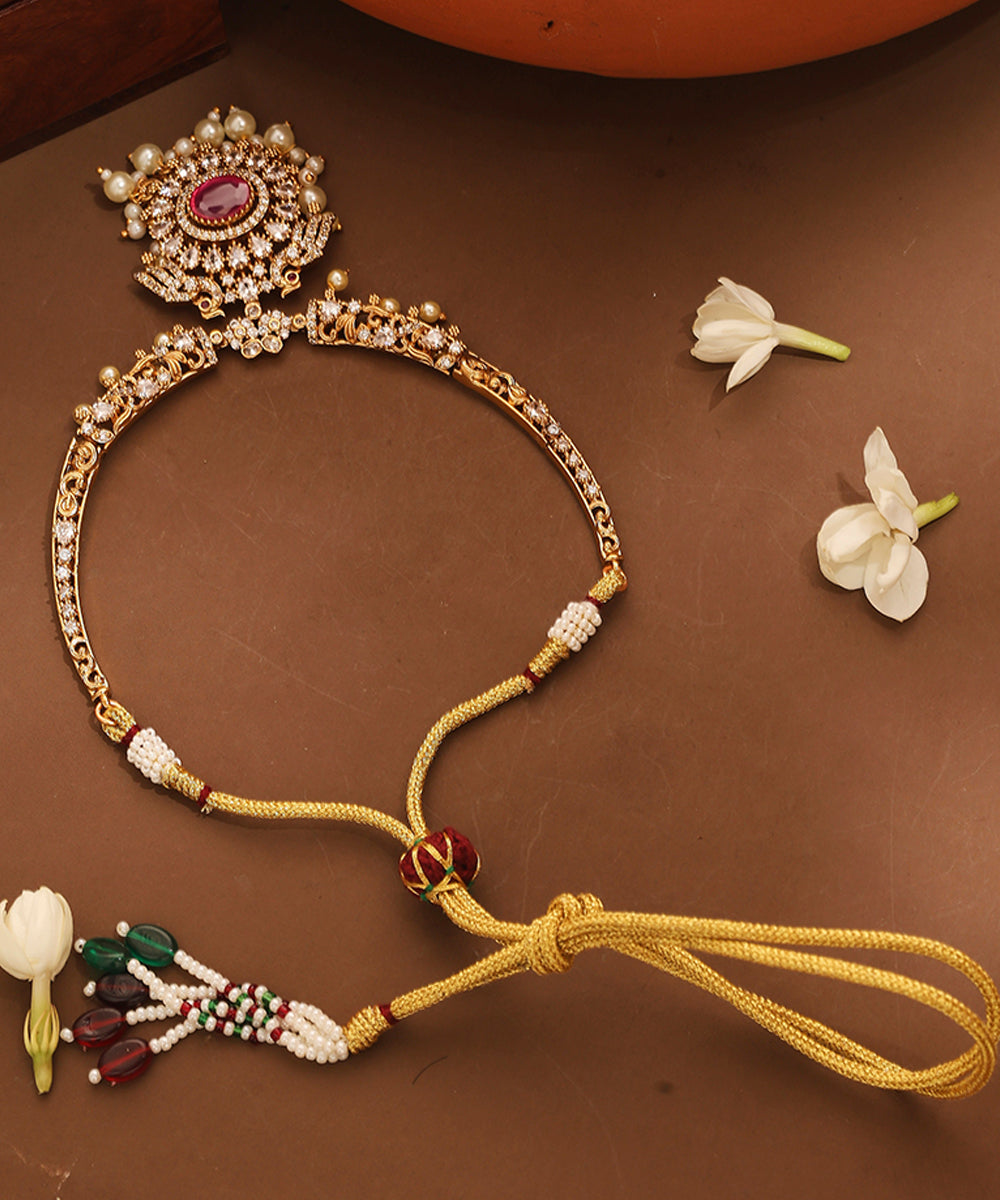 Gold Plated American Stone Studded Necklace Set