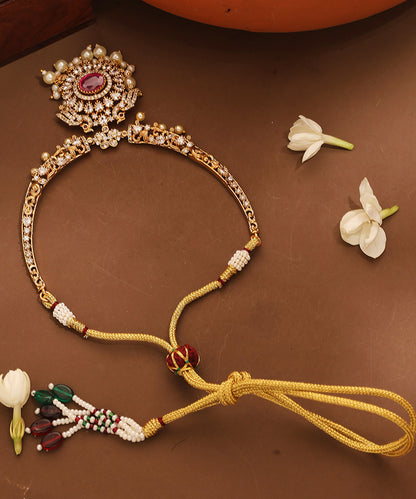 Gold Plated American Stone Studded Necklace Set