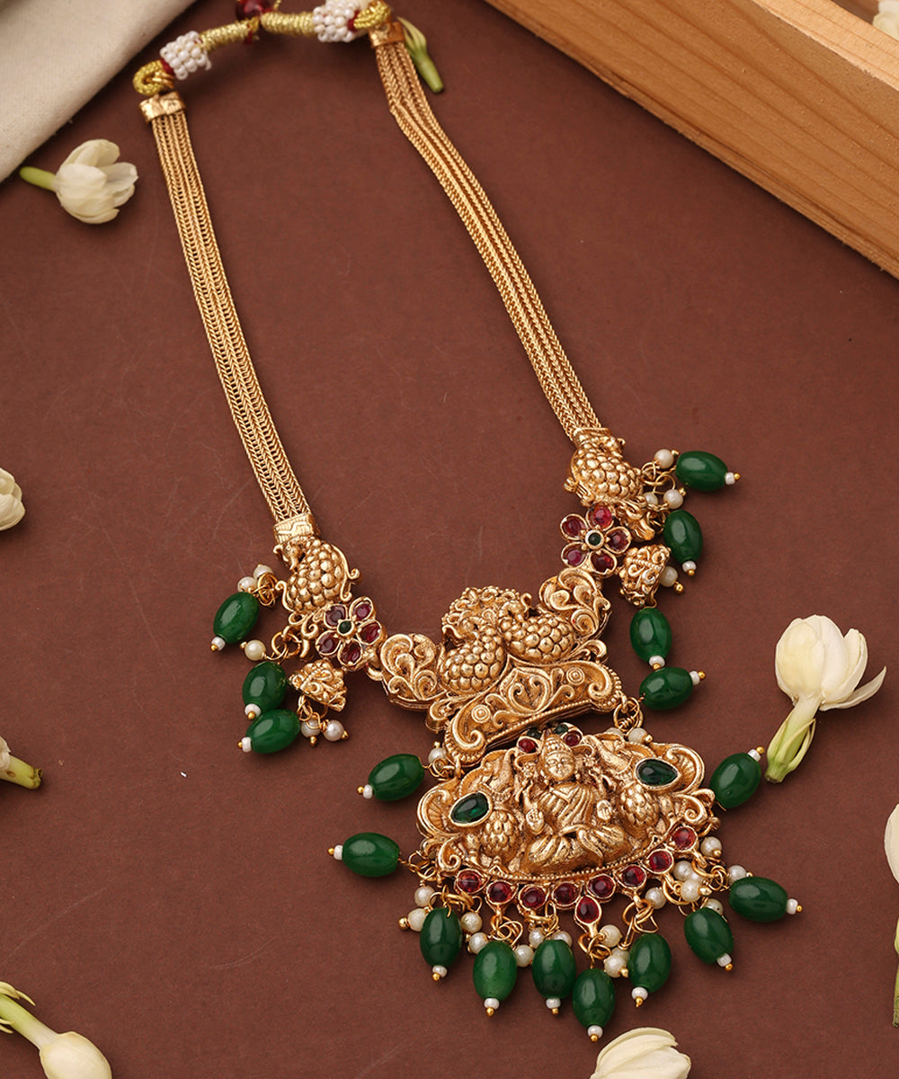 Temple Necklace Set with Laxmi Motif Pendant