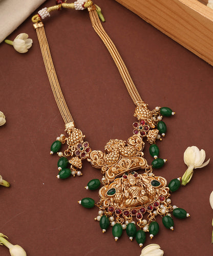 Temple Necklace Set with Laxmi Motif Pendant
