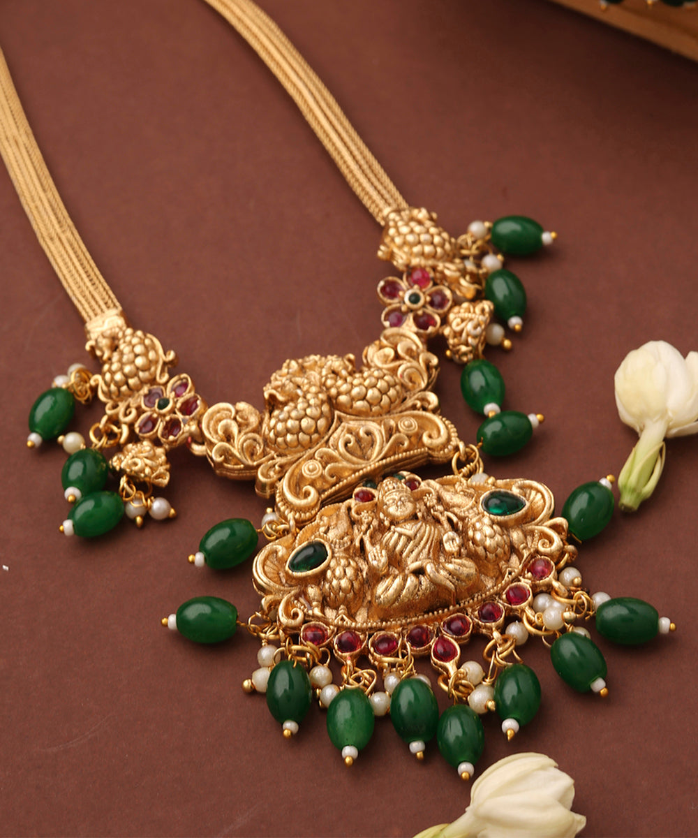 Temple Necklace Set with Laxmi Motif Pendant