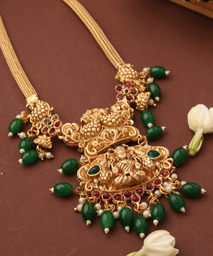 Temple Necklace Set with Laxmi Motif Pendant