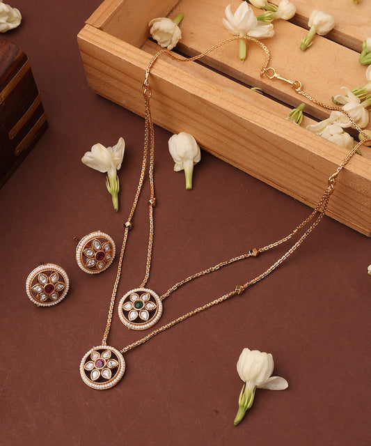 Two Layer Necklace with Round Pendants