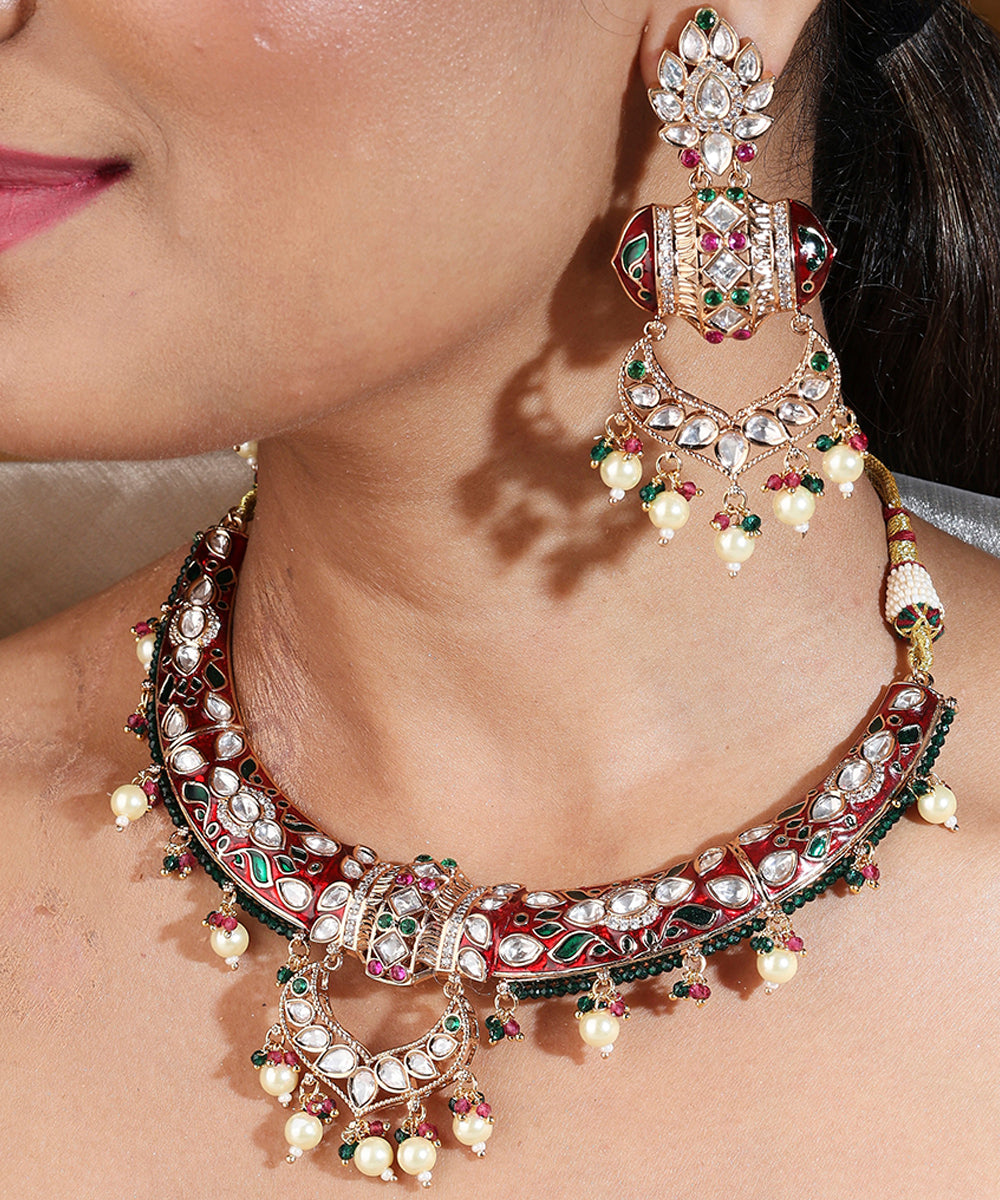 Hasli Choker with Meenakari Work and Kundan Stones