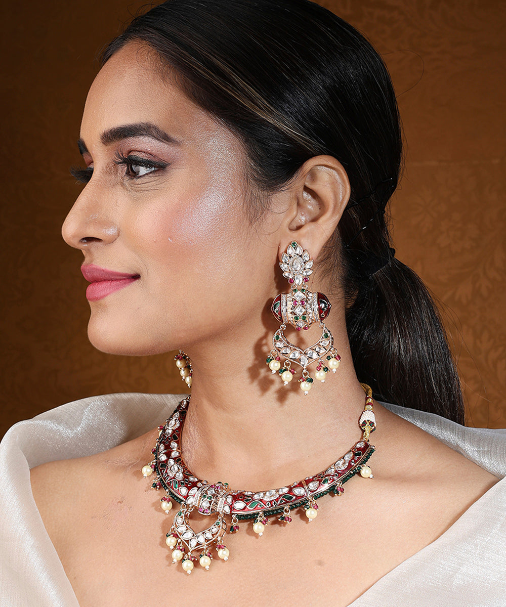 Hasli Choker with Meenakari Work and Kundan Stones