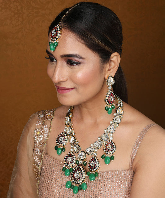 Kundan Long Necklace with Jaipur Jadau Work Bridal Jewellery