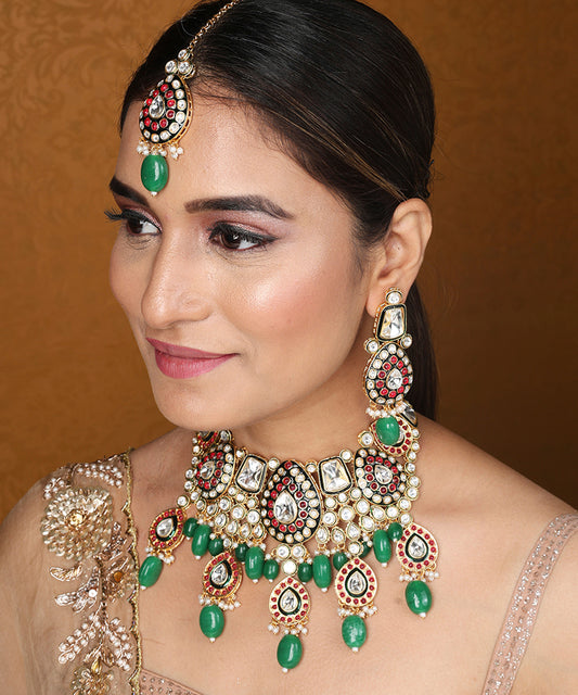 Bridal Jewellery Kundan Choker with Jaipur Jadau