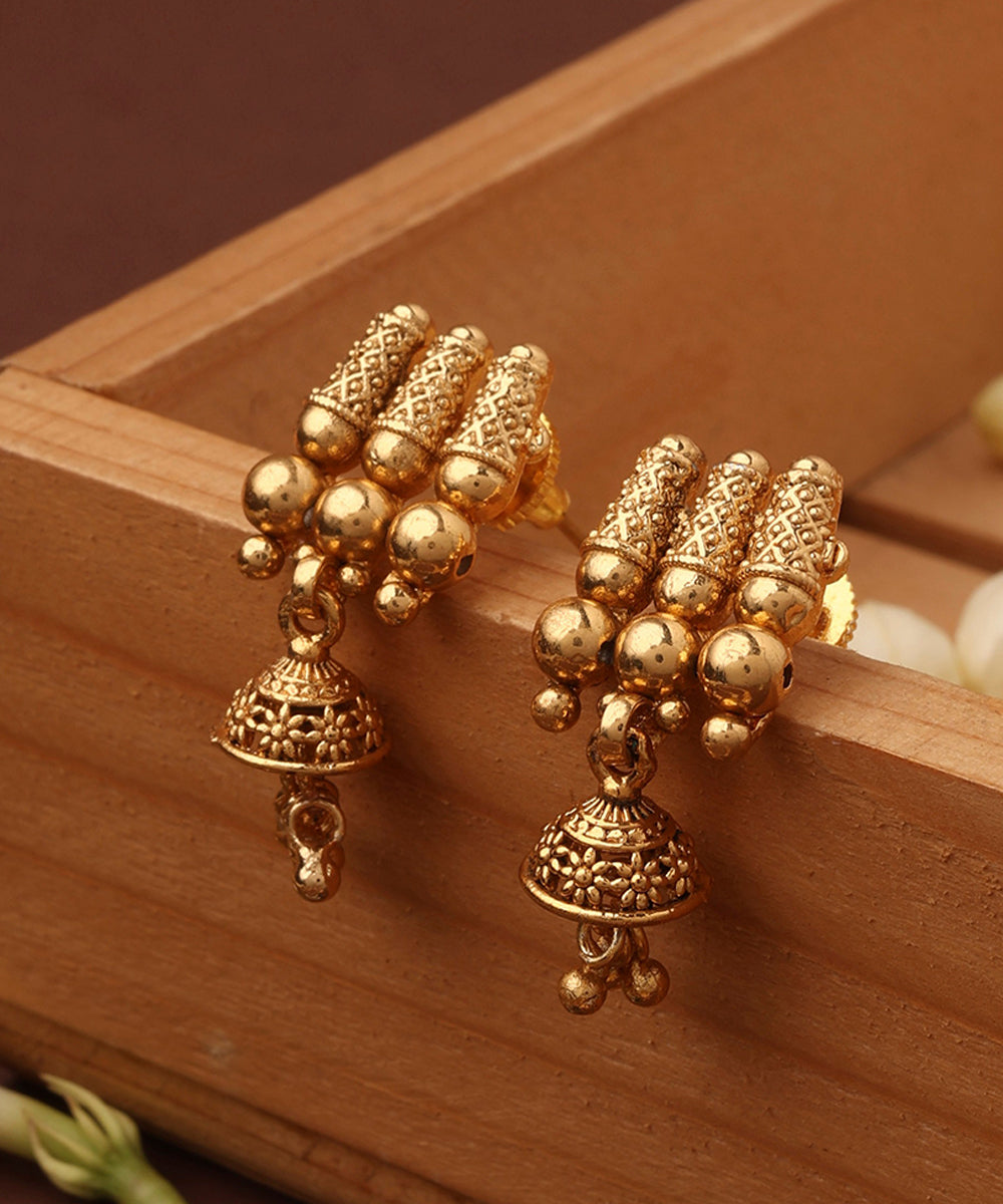 Gold Plated Temple Design Necklace Set