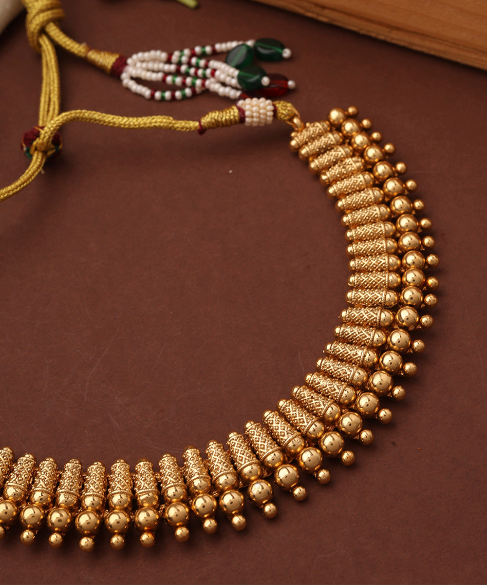 Gold Plated Temple Design Necklace Set