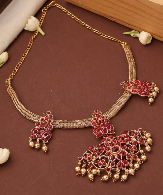 Red Stone Kemp jewellery Necklace Set