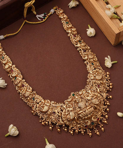 Statement Temple Necklace Set with Laxmi Motif Pendant