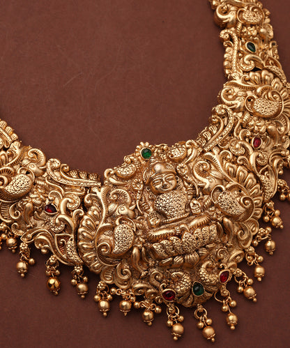 Statement Temple Necklace Set with Laxmi Motif Pendant