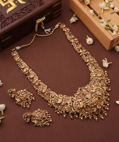 Statement Temple Necklace Set with Laxmi Motif Pendant