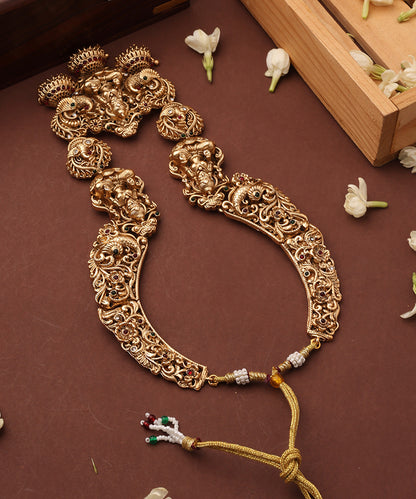 Statement Temple Necklace Set with Laxmi Motif Pendant