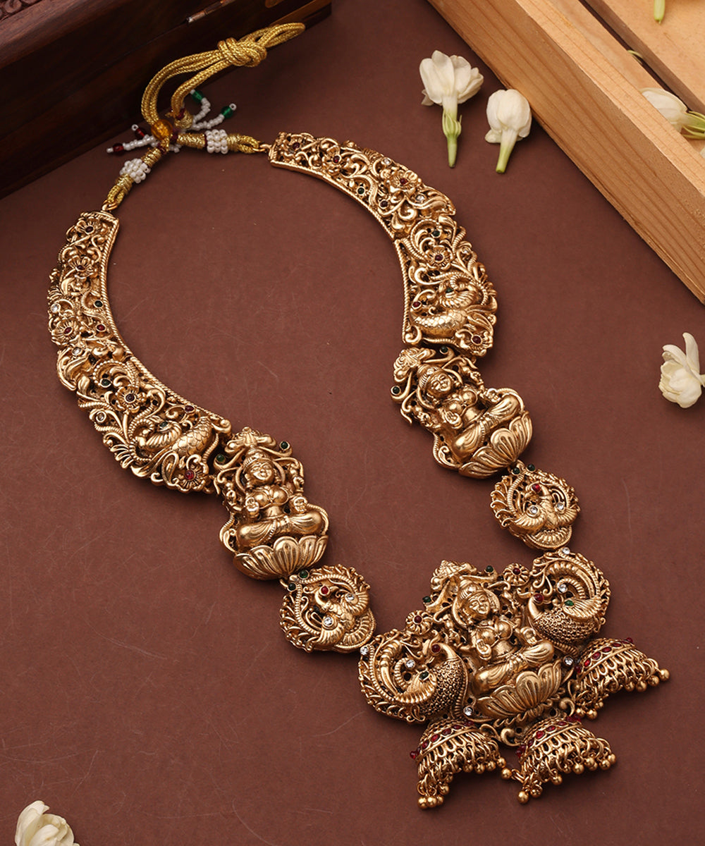 Statement Temple Necklace Set with Laxmi Motif Pendant