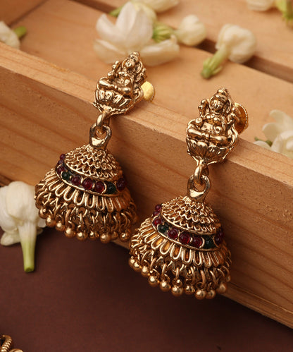 Statement Temple Necklace Set with Laxmi Motif Pendant