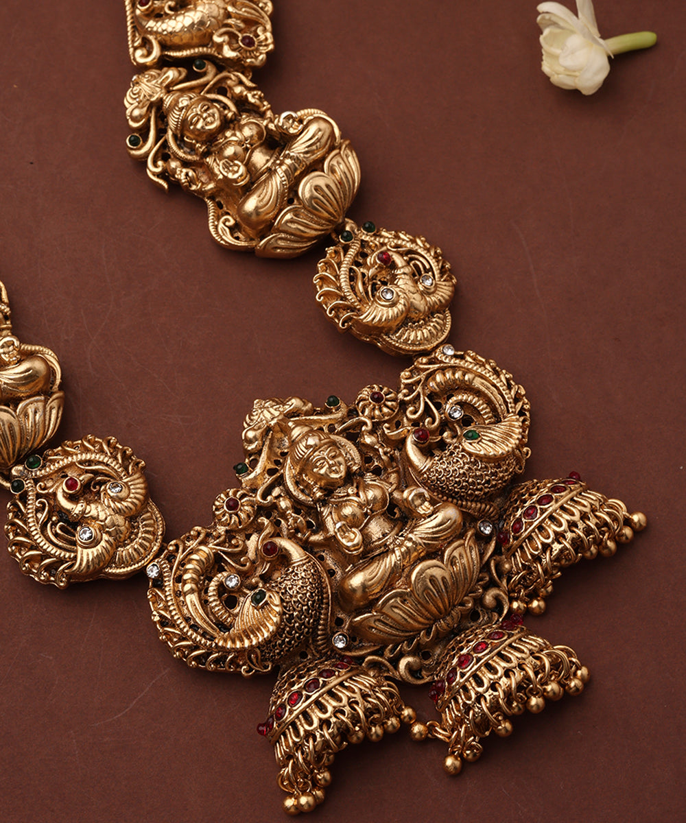 Statement Temple Necklace Set with Laxmi Motif Pendant