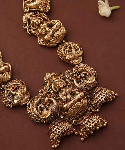 Statement Temple Necklace Set with Laxmi Motif Pendant