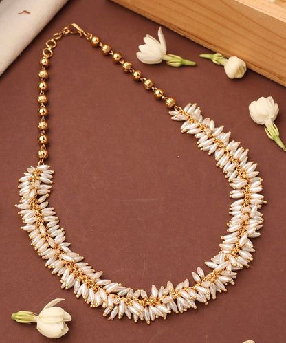 Classic Rice Pearl Necklace with Matching Earrings