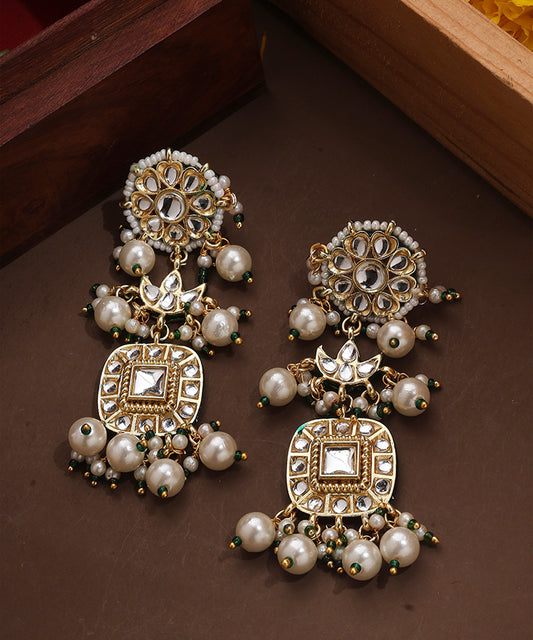 Kundan Earrings with Pearl Danglers