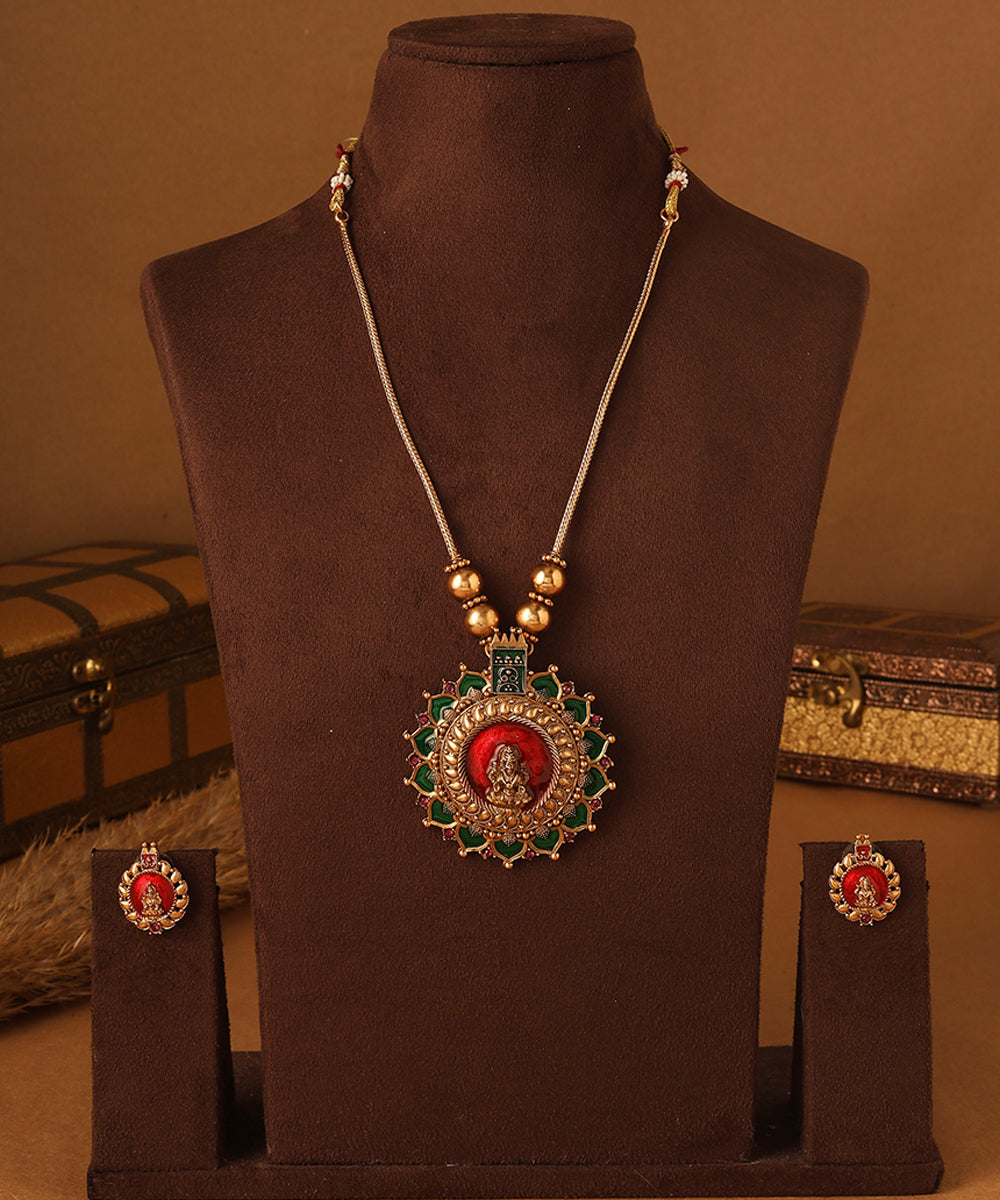 Sunlit Lakshmi Ruby Necklace Set