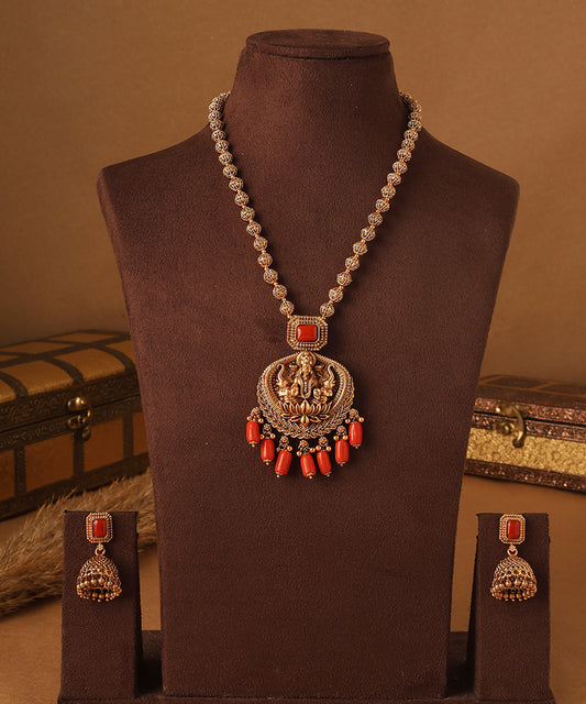 Lotus Blessings Lakshmi Necklace Set
