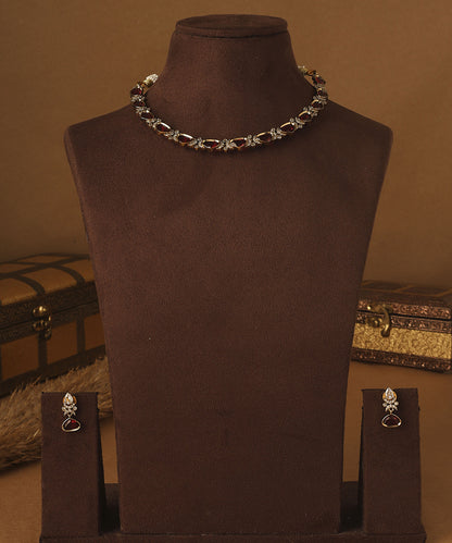 Crimson Elegance Gold Plated Necklace Set