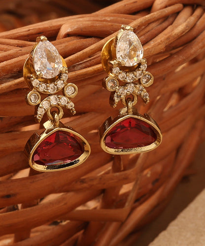 Crimson Elegance Gold Plated Necklace Set