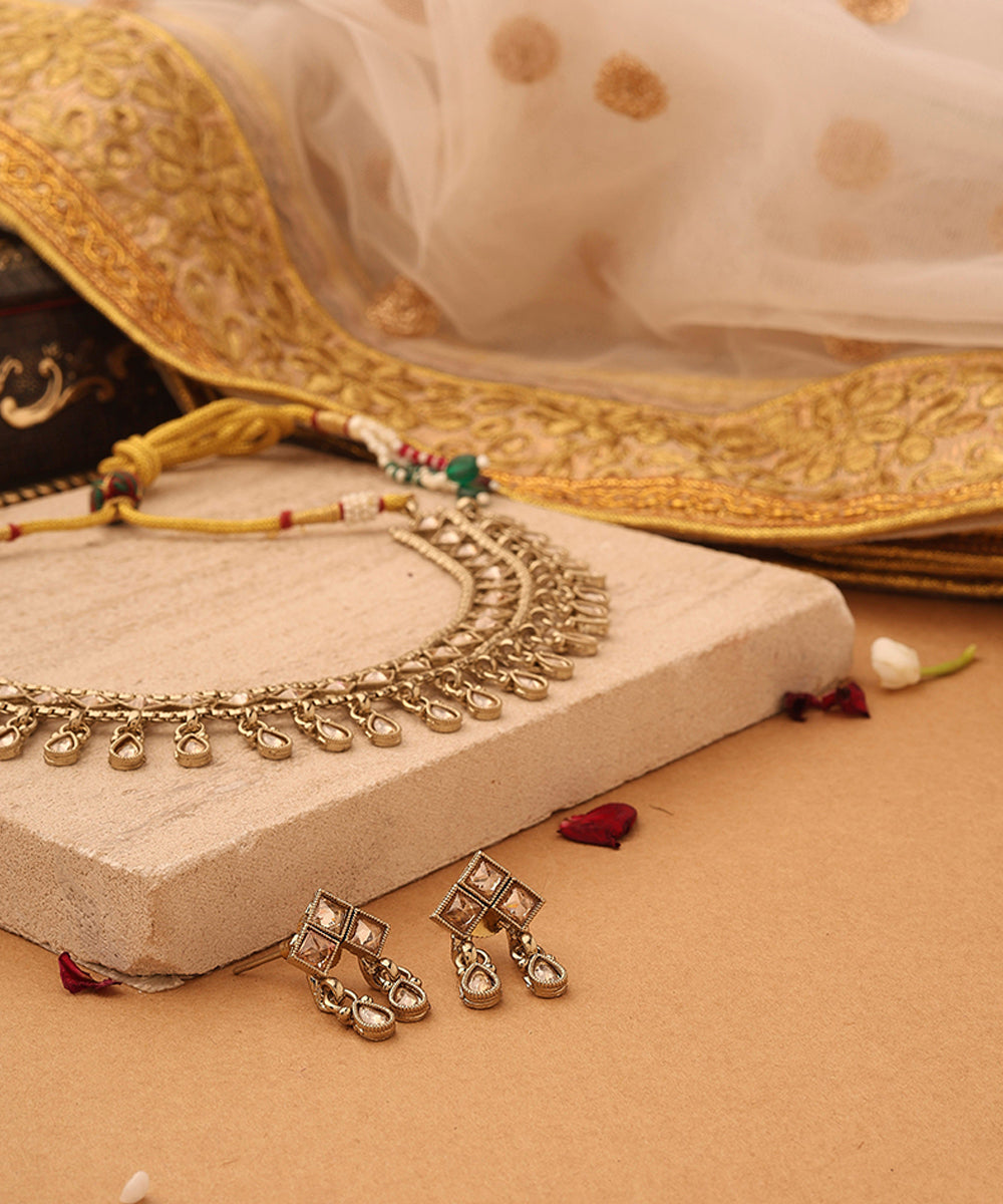 Transparent Elegance Gold Necklace Set