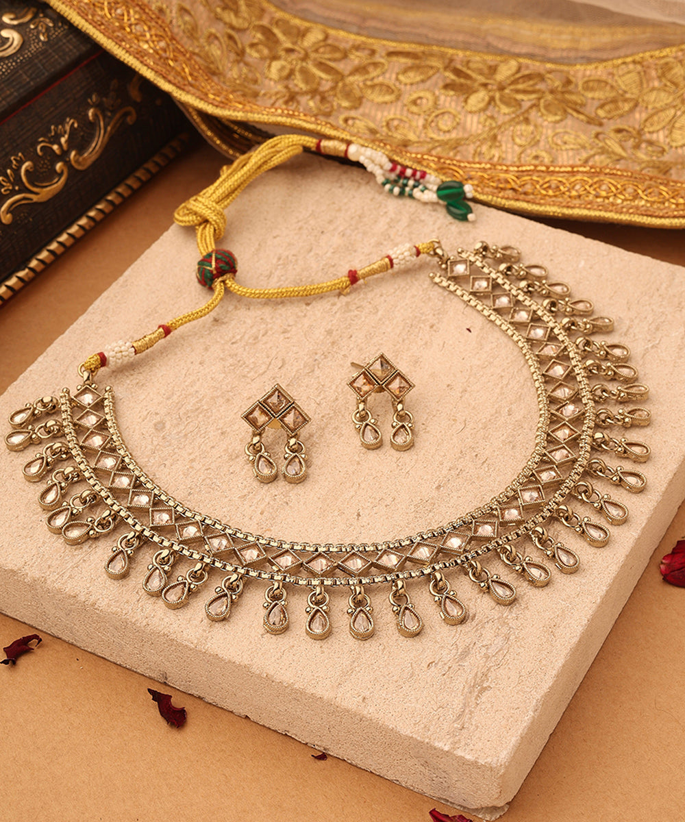 Transparent Elegance Gold Necklace Set